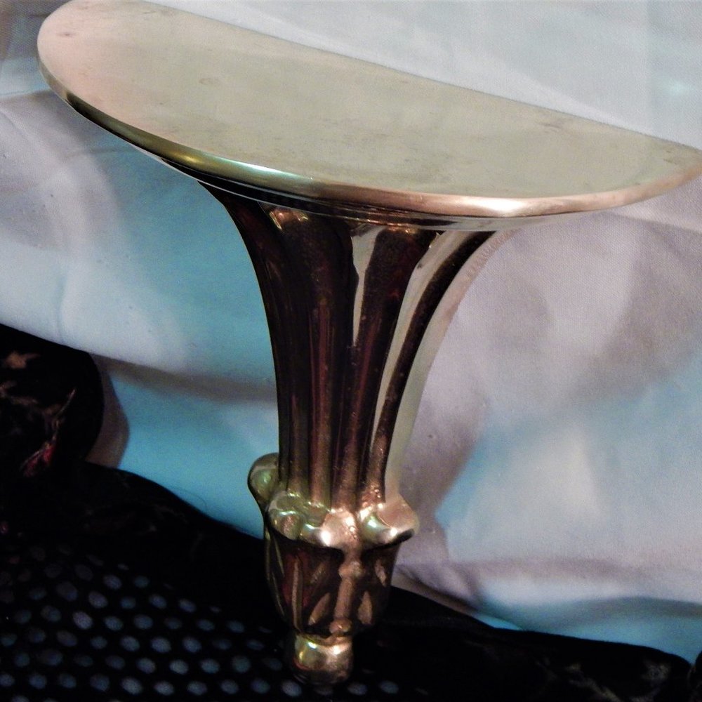Antique 19th-Century Solid Brass Wallmount Table/Display Shelf, C. 1880's